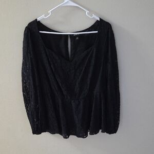 Torrid Black Buttoned 3/4 Sleeve Blouse